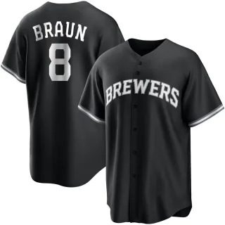 Replica Youth Ryan Braun Milwaukee Brewers Jersey - Black/White