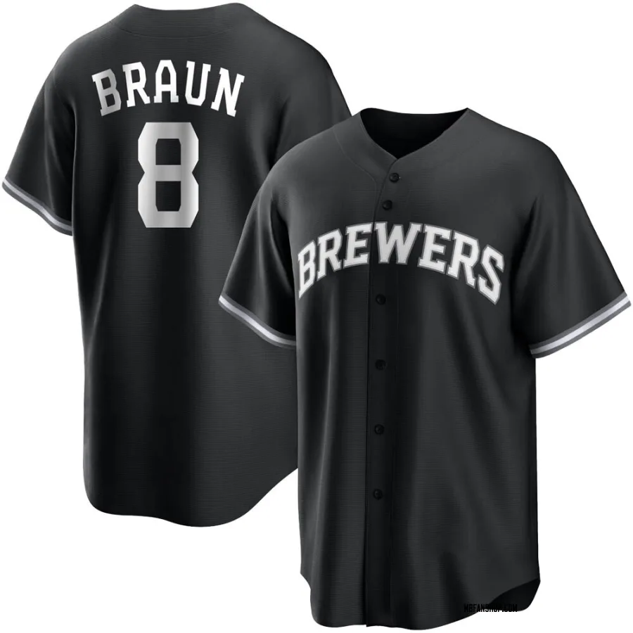 Replica Youth Ryan Braun Milwaukee Brewers Jersey - Black/White