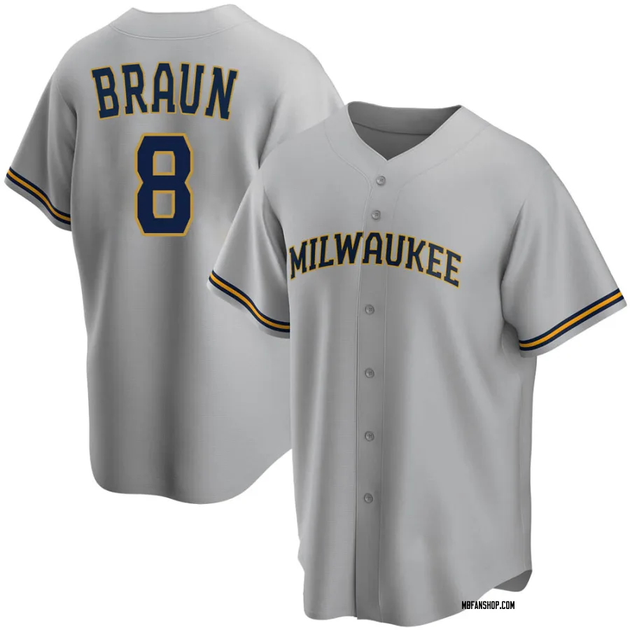 Replica Youth Ryan Braun Milwaukee Brewers Road Jersey - Gray