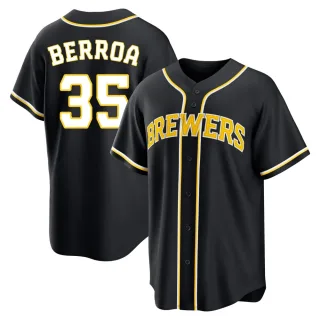 Replica Youth Steward Berroa Milwaukee Brewers Fashion Out Jersey - Black
