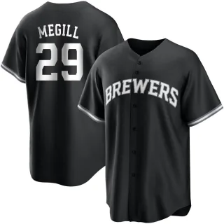 Replica Youth Trevor Megill Milwaukee Brewers Jersey - Black/White
