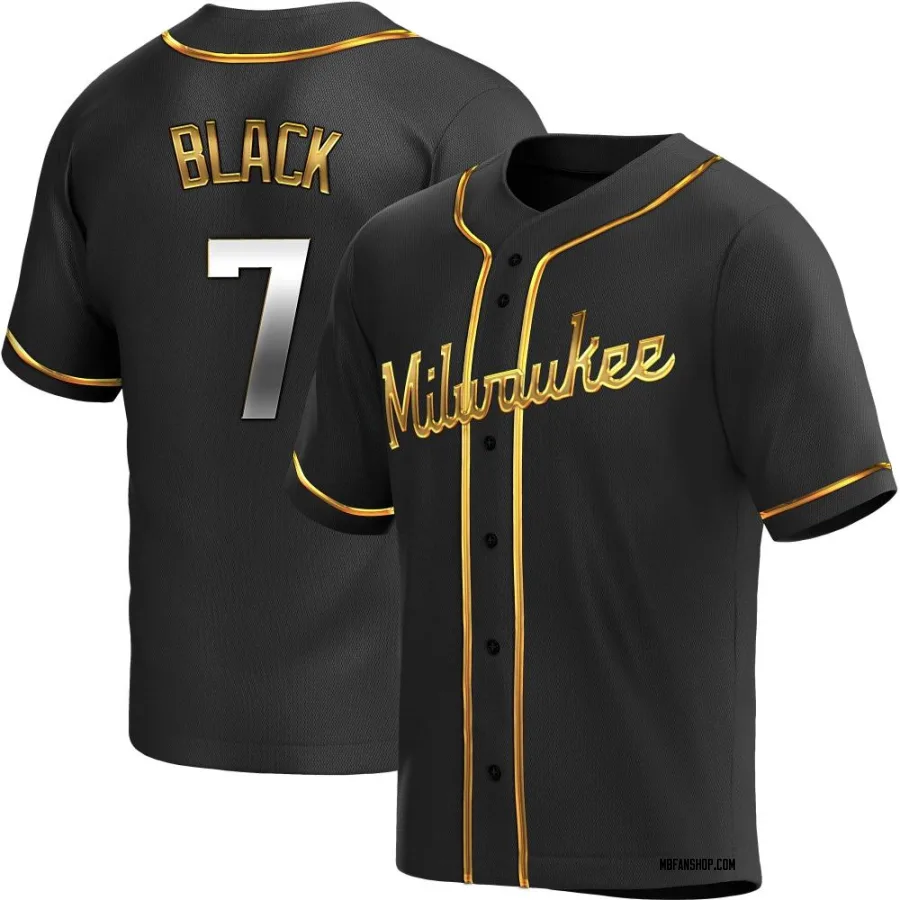 Replica Youth Tyler Black Milwaukee Brewers Alternate Jersey - Black Golden