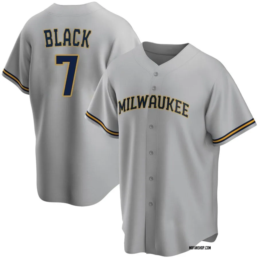 Replica Youth Tyler Black Milwaukee Brewers Road Jersey - Gray
