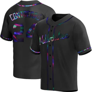 Replica Youth William Contreras Milwaukee Brewers Alternate Jersey - Black Holographic