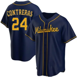 Replica Youth William Contreras Milwaukee Brewers Alternate Jersey - Navy
