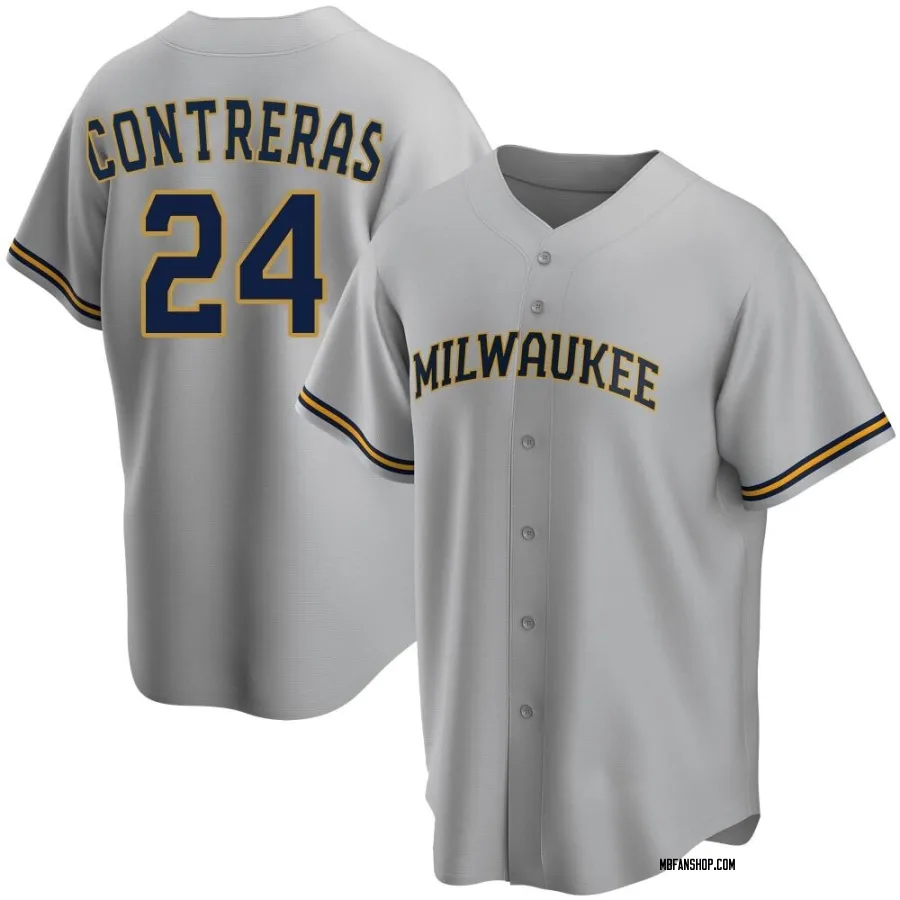 Replica Youth William Contreras Milwaukee Brewers Road Jersey - Gray