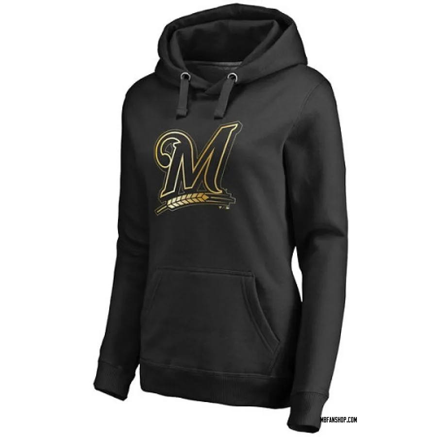 Women's Milwaukee Brewers Collection Pullover Hoodie - Black - Gold